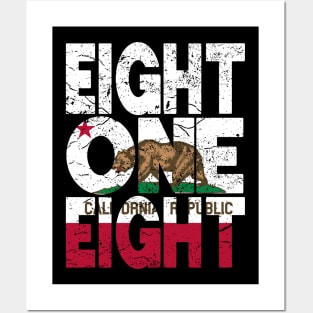 California Area Code 818 California Republic Flag Posters and Art